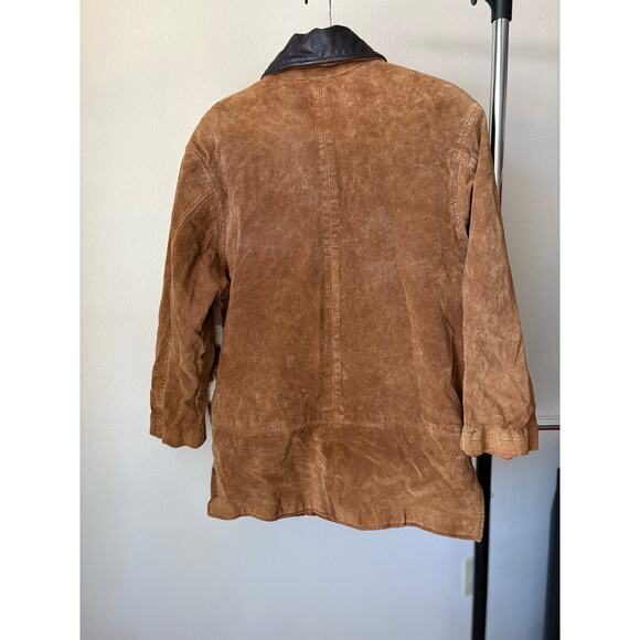 Vintage Express 90s patchwork leather jacket cowprint chore barn western boho - Picture 10 of 11